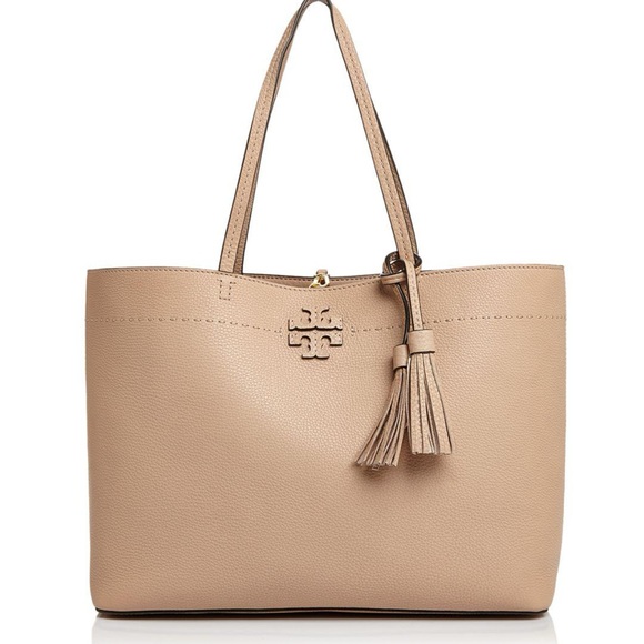 Tory Burch Handbags - Tory Burch Beige Leather Tote with Tassel